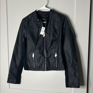 Express Black Faux Leather Moto-Style Jacket